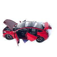 Машинка метал Tesla model 3 червона Тесла 1:24 відкр двері баг капот звук світло 18,5*6*8,5см (EL-94022), фото 7