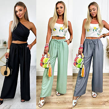 Штани жіночі літні з креп-жатки вільного крою рр.42-44; 46-48; 50-52; 54-56