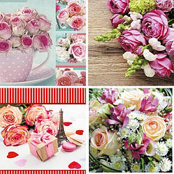 Подарунковий паперовий пакет КВАДРАТ 24*24*10 см Букет із троянд