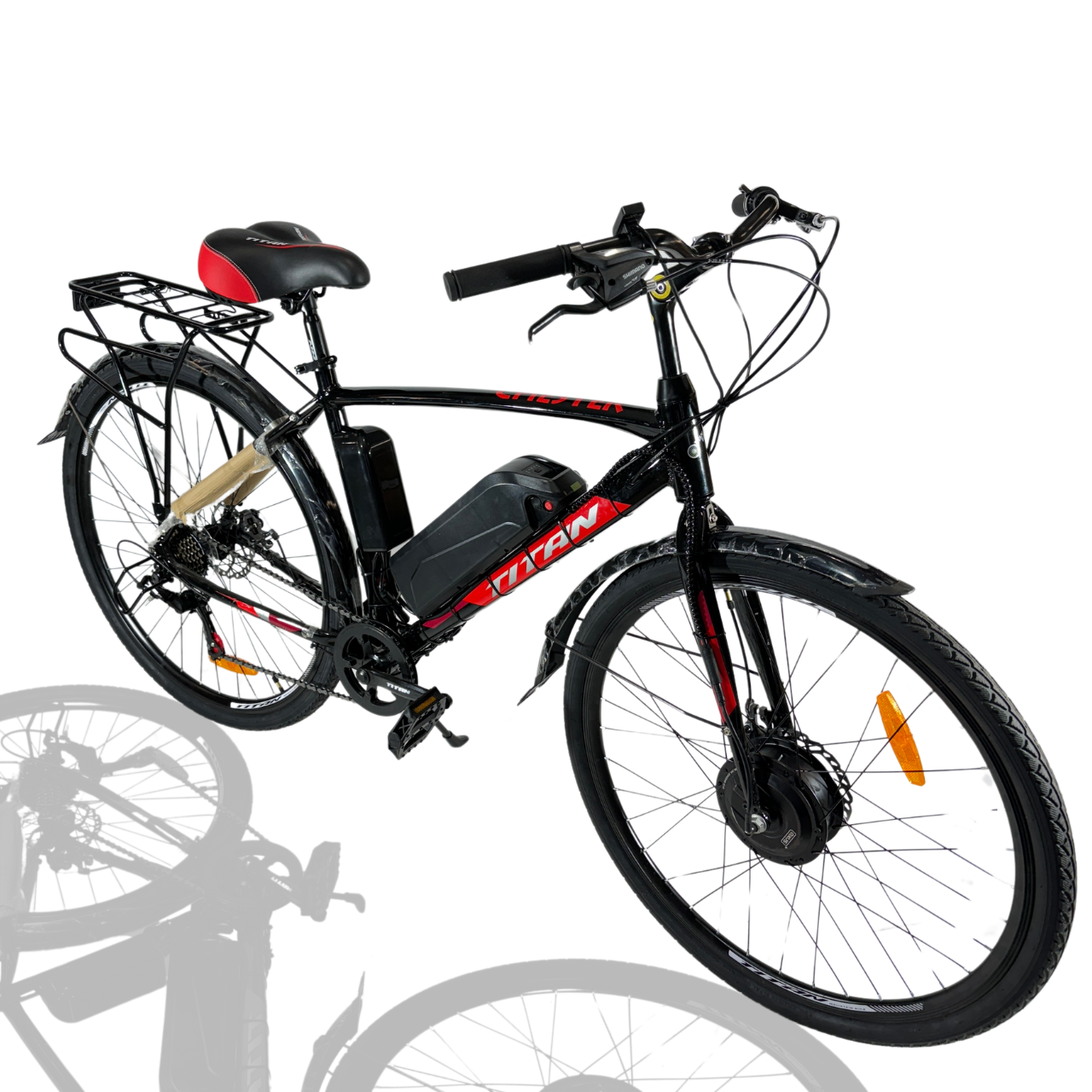 Електровелосипед E-Titan 28" Chester 48 В 500Вт 15 Ah/ Рама-19" до 65 км чорно-червоний/ зріст 175-190 см +ДИСПЛЕЙ