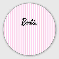Значек на булавке Barbie - классическая розово-белая полоска (58 мм)