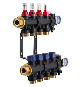 503204 Колектор пластиковий на 4 контури з витратомірами Tervix Pro Line