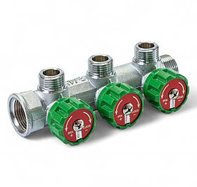 393012 Розподільча гребінка з регулюючими вентилями 3 контури 3/4''x1/2", латунь, Tervix Pro Line WD