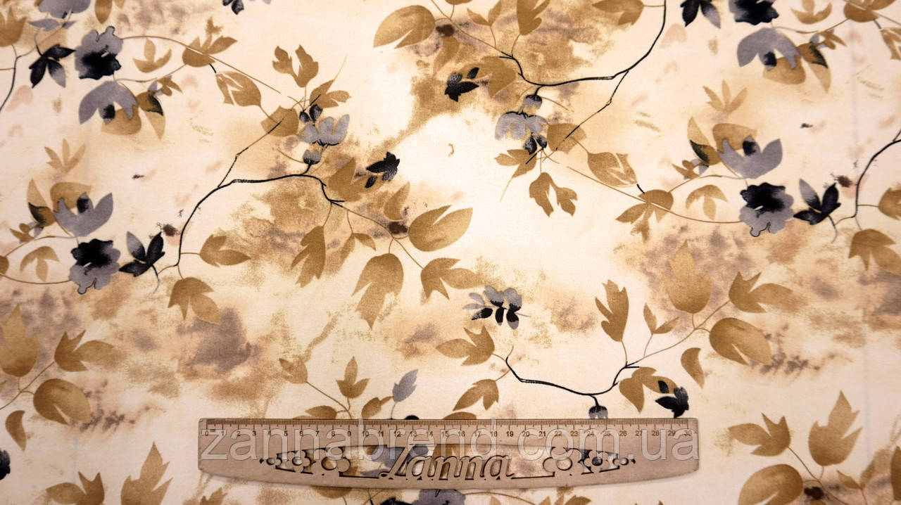 Тканина американський жатий креп колір світло-бежевий "Теплий листопад", фото 1