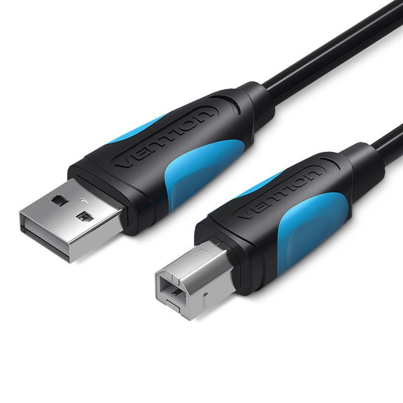 Кабель для принтера Vention USB - USB Type-B (M/M), 5 м, чорний (VAS-A16-B500), USB 2.0, вилка-вилка, фото 1