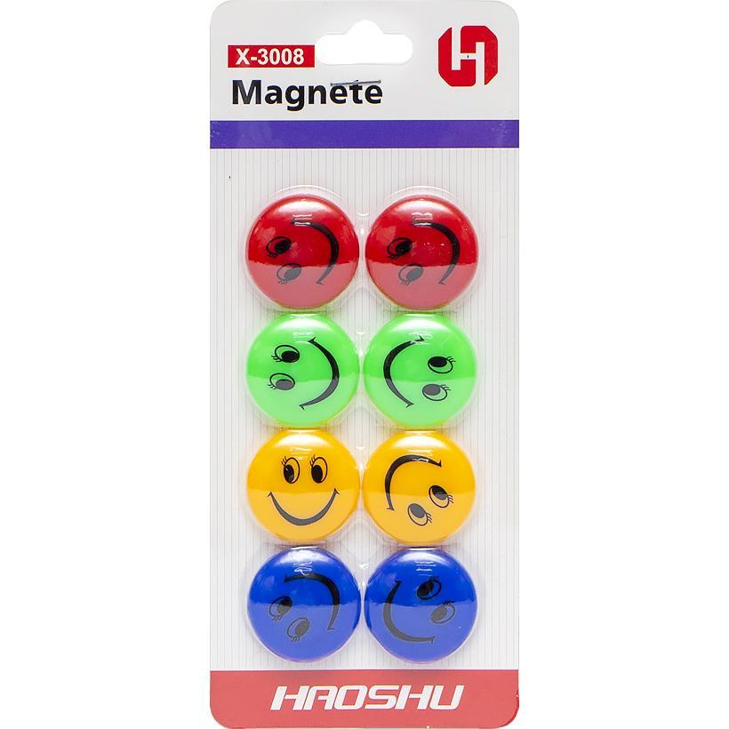 Магніти для магнітної дошки "Смайлик" d-3 см 8 штук у блістері