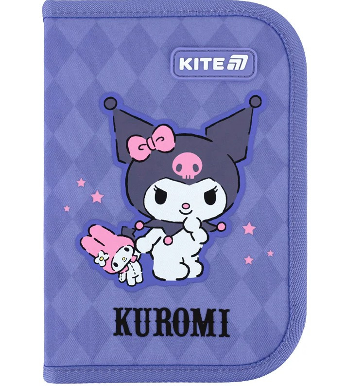 Шкільний пенал книжка для дівчинки "Kuromi", 1 відділення з відворотом HK25-621-2 Kite, фото 1