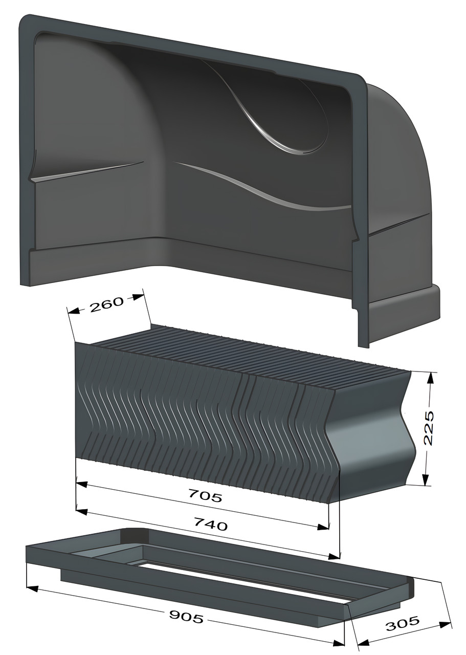 Фільтр затемнюючий FZ2 для великих ослон на подвійні малі або один великий повітрозабірник, 740×225×260 мм, фото 1