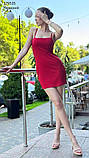 Жіноча червона сукня на бретелях "MIRA" — коротка облягаюча сукня з паралоновою вставкою 42-44, фото 4