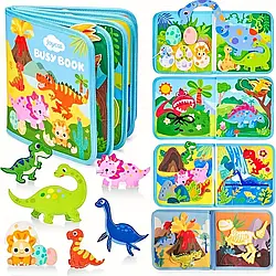 Розвиваюча Фетрова книга для Дітей Interactive Dinosaur Busy Book Динозаври Бізібук Монтессорі