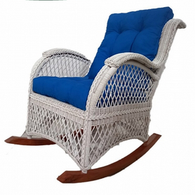 Крісло-гойдалка Буковель з натурального ротангу білого коліру