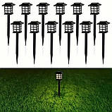 Сонячні садові світильники 12 шт для доріжок, вуличні LED ліхтарі з датчиком світла, на сонячній батареї, пластик, фото 2