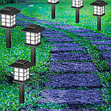 Сонячні садові світильники 12 шт для доріжок, вуличні LED ліхтарі з датчиком світла, на сонячній батареї, пластик, фото 5