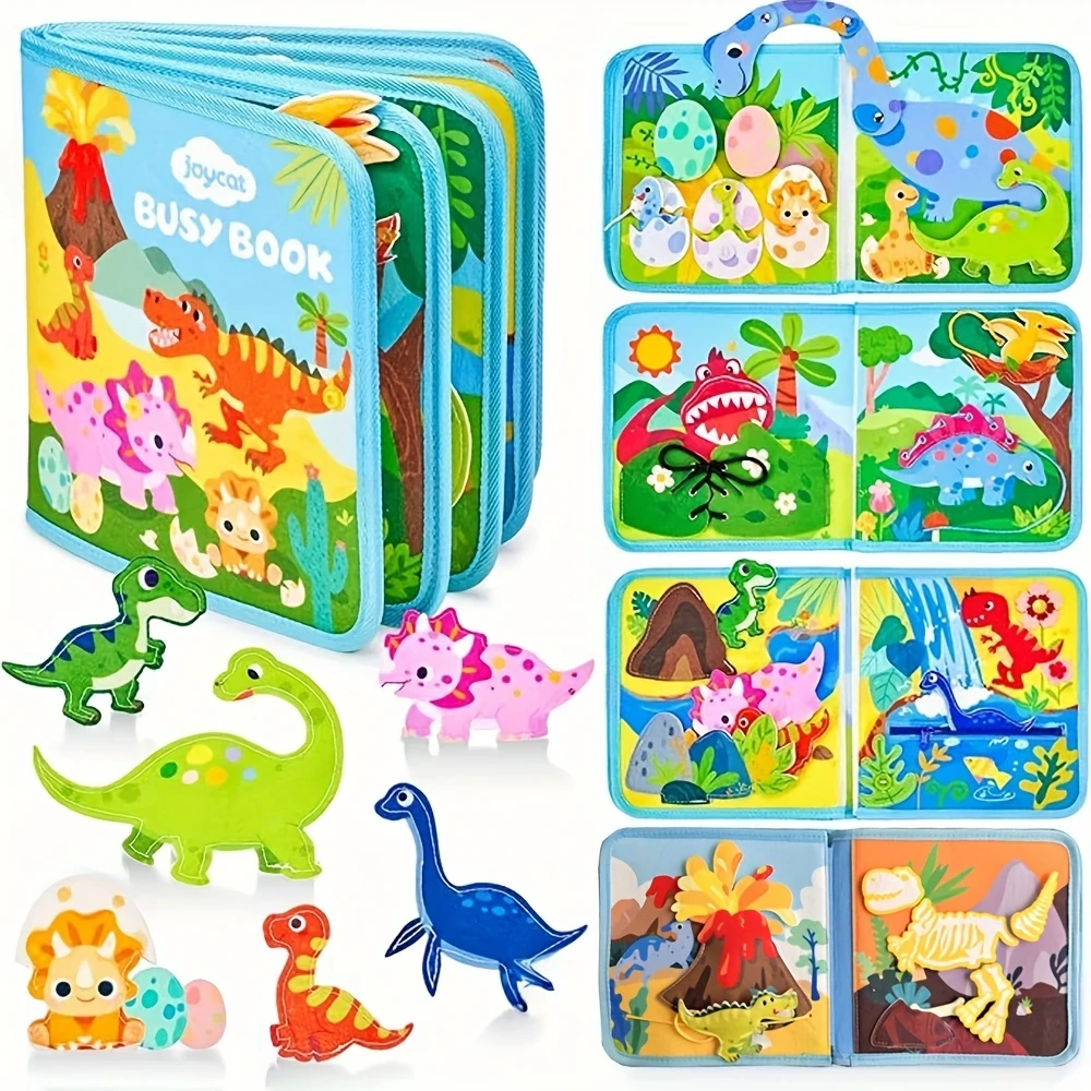 Розвиваюча Фетрова книга для Дітей Interactive Dinosaur Busy Book Динозаври Бізібук Монтессорі