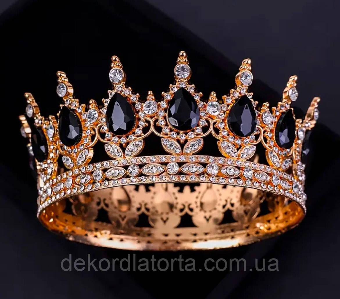 Корона  діадема золота зчорними камінцями