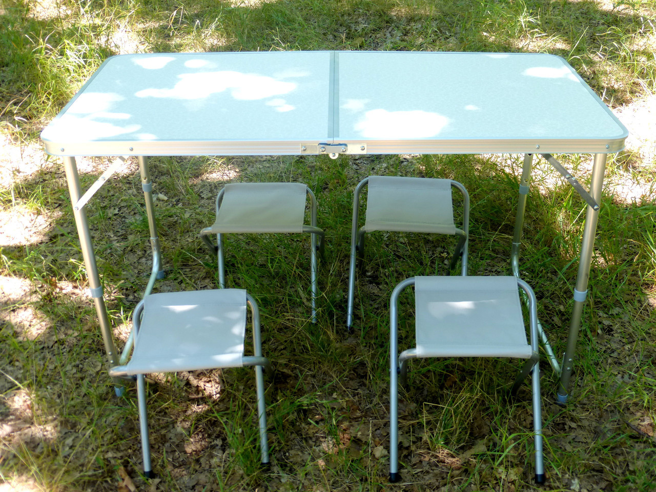 Складний стіл-валіза для пікніка з 4 стільцями, стіл туристичний розкладний на природу, фото 1