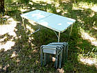 Складний стіл-валіза для пікніка з 4 стільцями, стіл туристичний розкладний на природу, фото 3