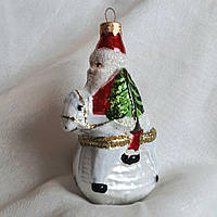 Сувенір новорічна іграшка зі скла, подарунок "Миколай на конику"