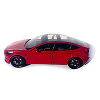 Машинка метал Tesla model 3 червона Тесла 1:24 відкр двері баг капот звук світло 18,5*6*8,5см (EL-94022), фото 2