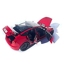 Машинка метал Tesla model 3 червона Тесла 1:24 відкр двері баг капот звук світло 18,5*6*8,5см (EL-94022), фото 9