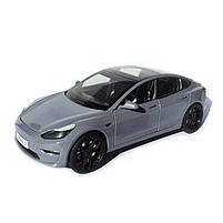Машинка металева Tesla Model 3 Электромобиль Тесла Модель 3 сіра 1:24 зарядна станція звук світло відч двері 18,5*6*8,5 см (EL, фото 2
