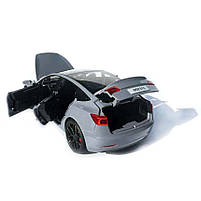 Машинка металева Tesla Model 3 Электромобиль Тесла Модель 3 сіра 1:24 зарядна станція звук світло відч двері 18,5*6*8,5 см (EL, фото 7