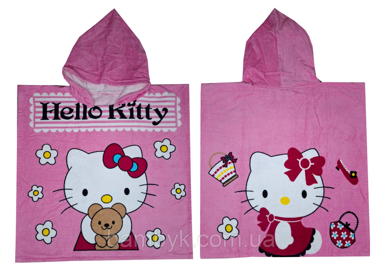 Пляжне дитяче пончо 55x110 Disney Hello Kitty для дівчинки бавовняне Туреччина