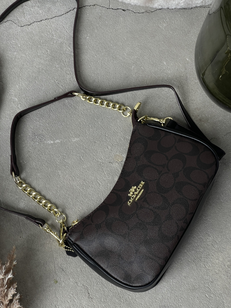 Жіноча сумка Coach Bolso de hombro Teri шоколадний через плечі Коуч, фото 1