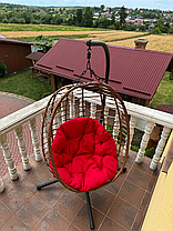 Підвісне садове крісло гойдалка (кокон / гніздо) SAN VITO з м'якою червоною подушкою, Коричневий, фото 5