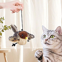 Интерактивная игрушка для кошек "Птичка" с крыльями и звуком, Игрушка-дразнилка для котов на аккумуляторе