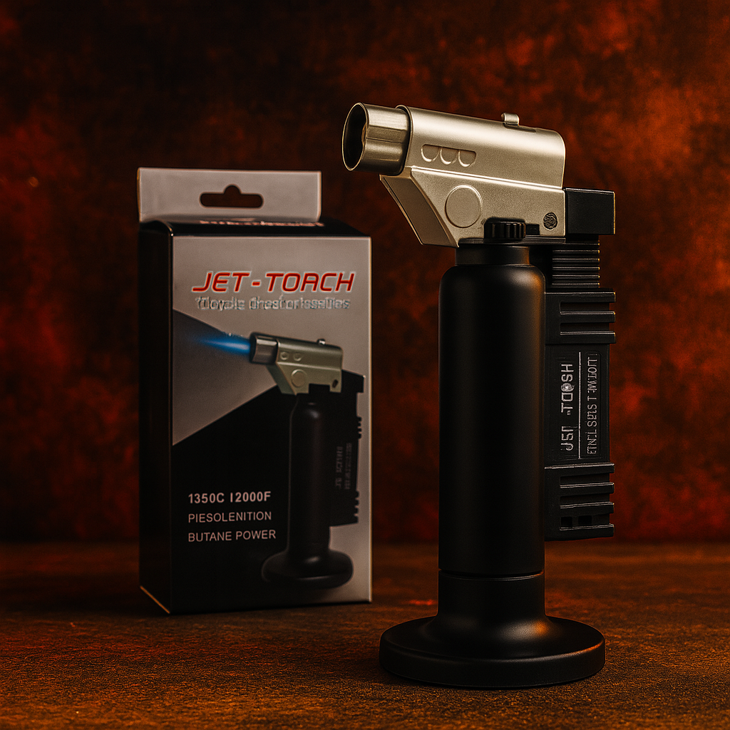 Газовий пальник JET.TORCH 703 з п’єзопідпалом і регулюванням полум’я, турбо-запальничка на підставці, фото 1