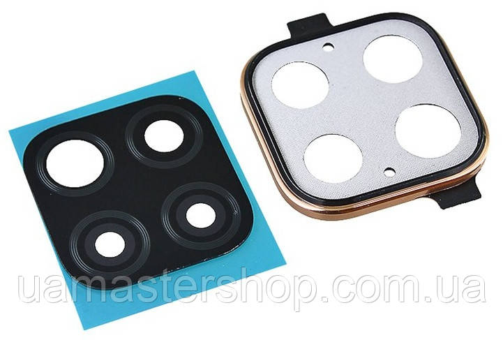 Скло камери Huawei P40 Lite 4G з рамкою золотистого кольору, фото 1