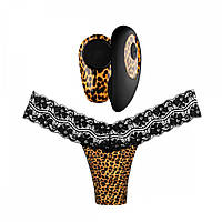 Вібратор у трусики Tania Panty Vibe з трусиками в комплекті, чорний, леопардовий