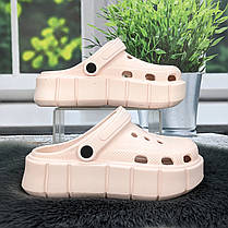 Крокси жіночі Progress пудрові зі світлою устілкою на платформі 4369, фото 2