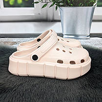 Крокси жіночі Progress пудрові зі світлою устілкою на платформі 4369, фото 3