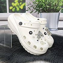 Крокси жіночі Progress білі з джибітсами на платформі 4868-5, фото 3