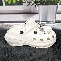 Крокси жіночі Progress білі з джибітсами на платформі 4868-5, фото 4