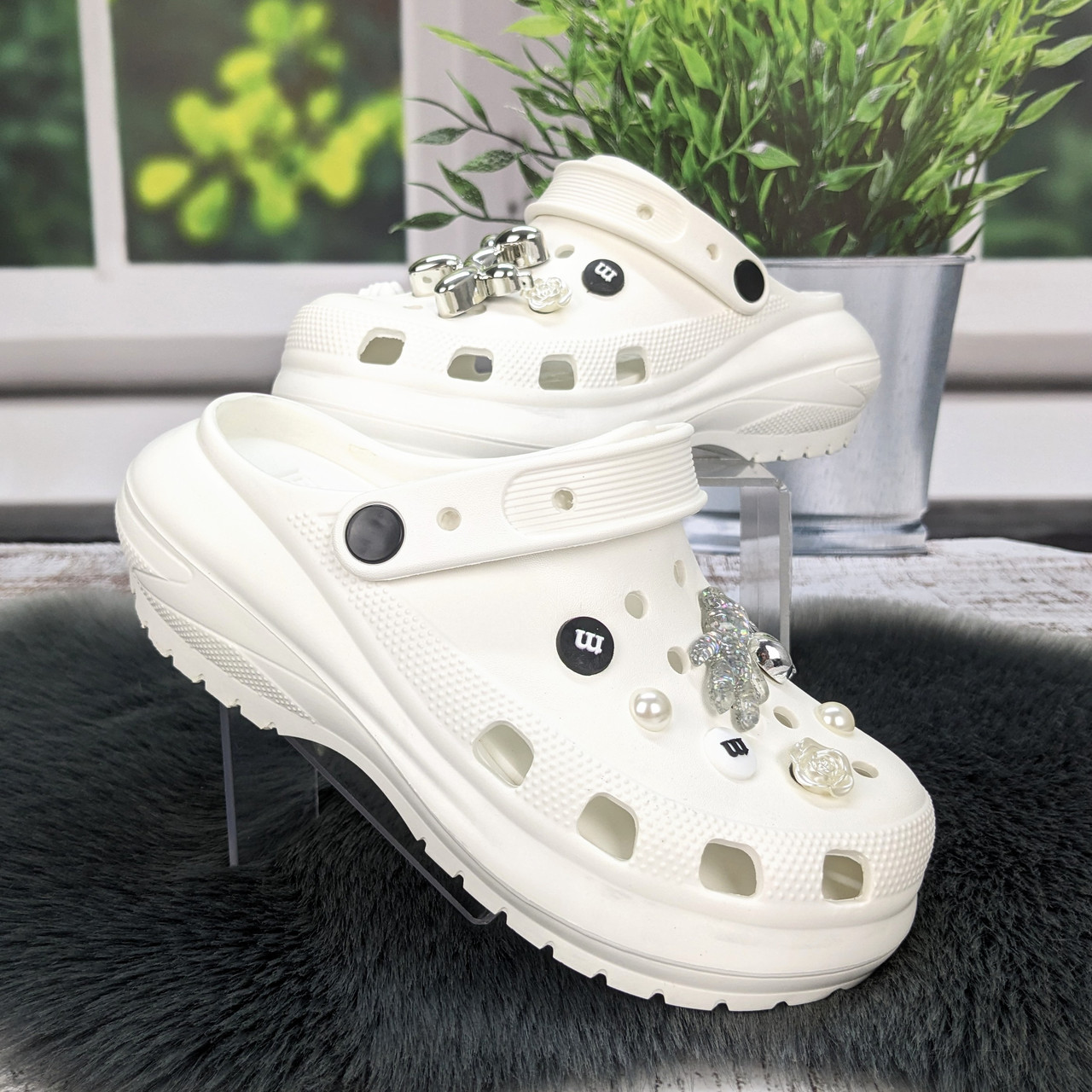 Крокси жіночі Progress білі з джибітсами на платформі 4868-5, фото 1