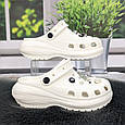 Крокси жіночі Progress білі з джибітсами на платформі 4868-5, фото 2