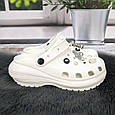 Крокси жіночі Progress білі з джибітсами на платформі 4868-5, фото 4