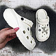Крокси жіночі Progress білі з джибітсами на платформі 4868-5, фото 6