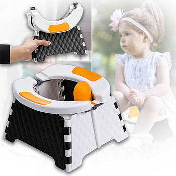 Портативний складаний дорожній горщик 23x22x15 см Best Baby Чорно-білий Дитячий горщик