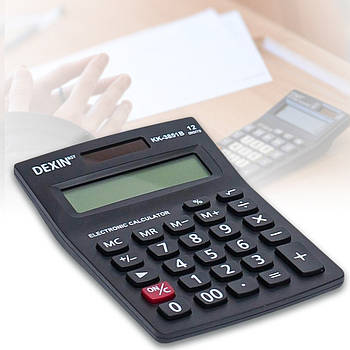 Настільний калькулятор для роботи бухгалтерам та касирам KD-3851B Чорний 14,5х10,5х2,5 см в упаковці 2 шт