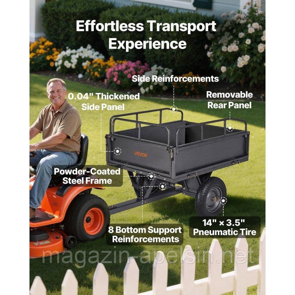 Самоскидний візок VEVOR для буксирування причепа для квадроцикла 142x76x70 см