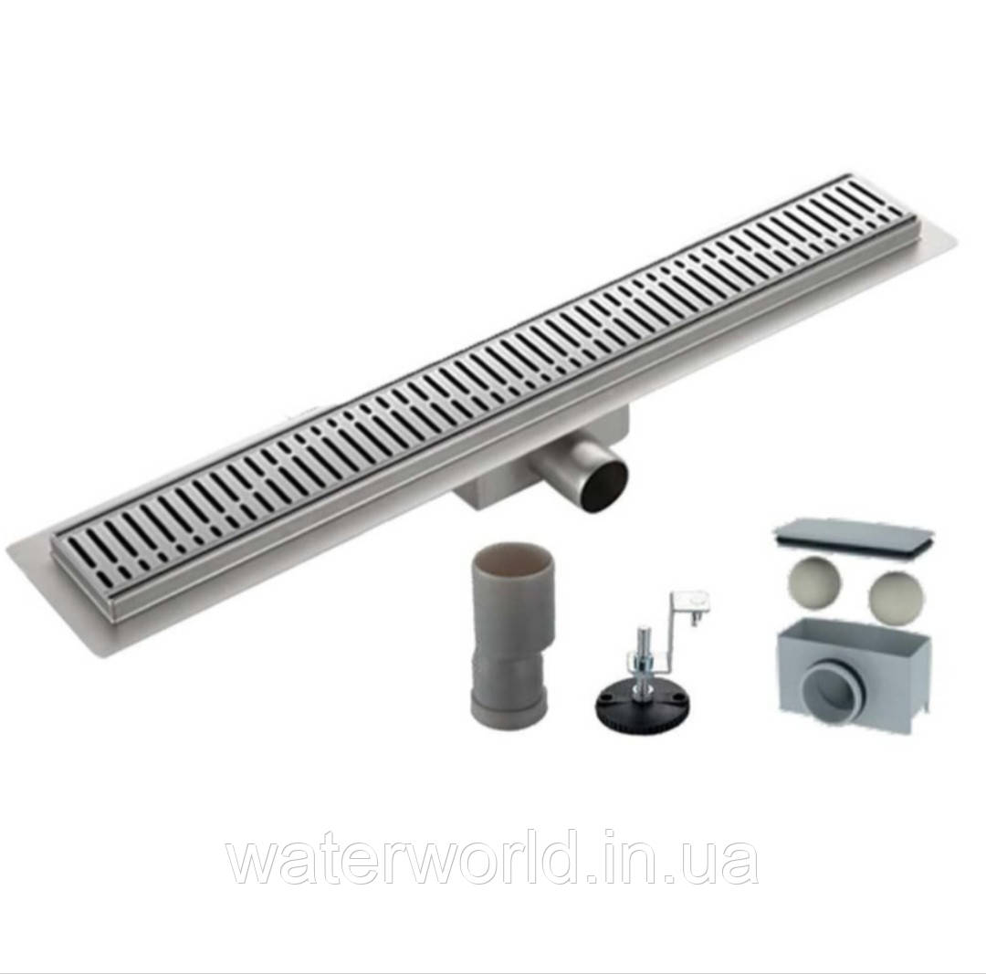 Душовий лінійний трап TM. KOER Чехія FD35 70×300 мм із неіржавкої сталі sus 304 із сухим і мокрим затвором, фото 1