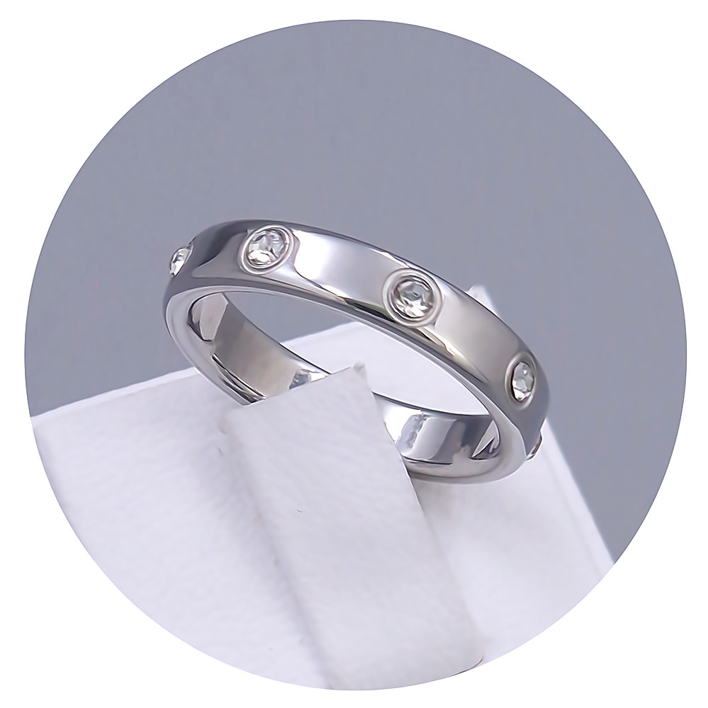 Каблучка Stainless Steel. Сталь. Родій. Камені: білий циркон. Є: 16р