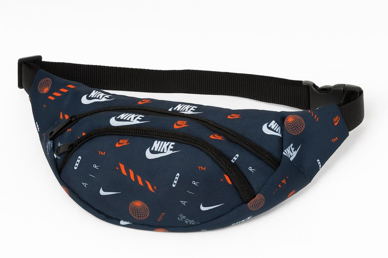 Сумка через плече Nike бананка текстильна сумка на пояс найк синя, фото 1