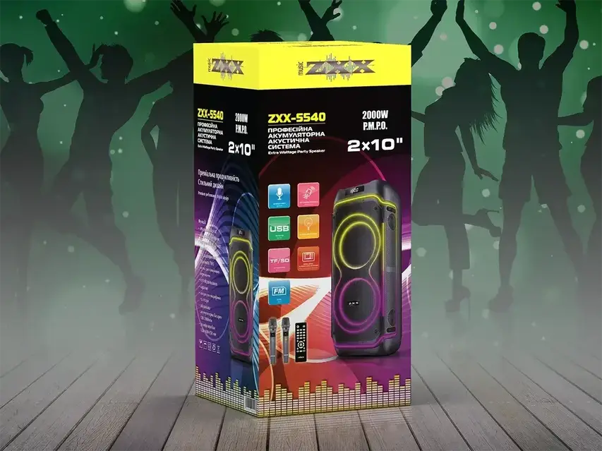 Акустична переносна колонка ZXX-5540 100Вт 2x10