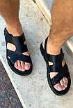 Якісні стильні чоловічі літні чорні сандалі на липучці, розміри 40-45, фото 3