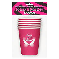 Паперові стаканчики, дівич-вечір Super Dick Forever 6 шт. рожеві